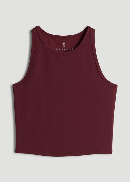 Cropped Ribbed Tank Top for Tall Women in Tawny Port