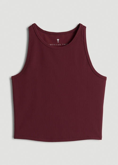Cropped Ribbed Tank Top for Tall Women in Tawny Port