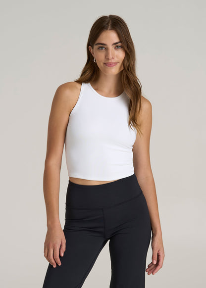 Cropped Ribbed Tank Top for Tall Women in White