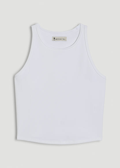 Cropped Ribbed Tank Top for Tall Women in White