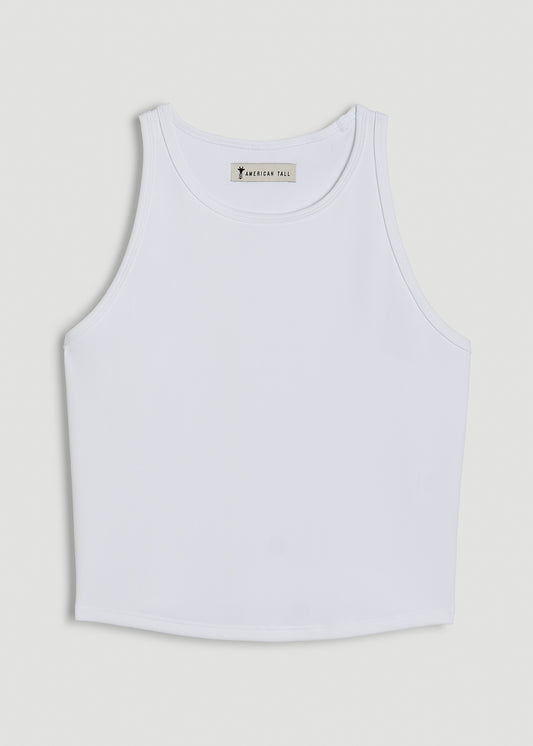 Cropped Ribbed Tank Top for Tall Women in White