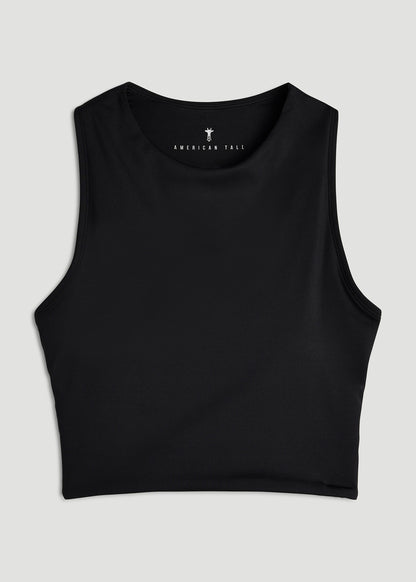 Cropped Swim Tank for Tall Women in Deep Black