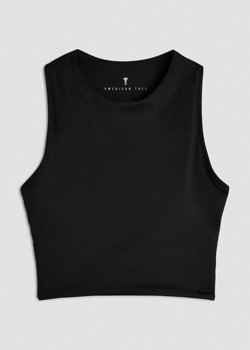Cropped Swim Tank for Tall Women in Deep Black