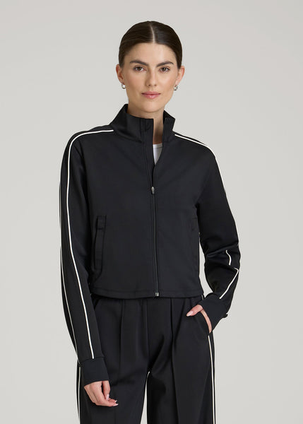 Cropped Track Jacket with Piping for Tall Women | American Tall