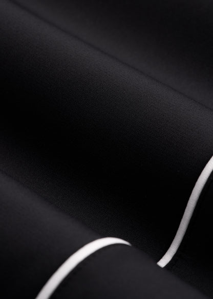 Cropped Track Jacket with Piping for Tall Women in Black