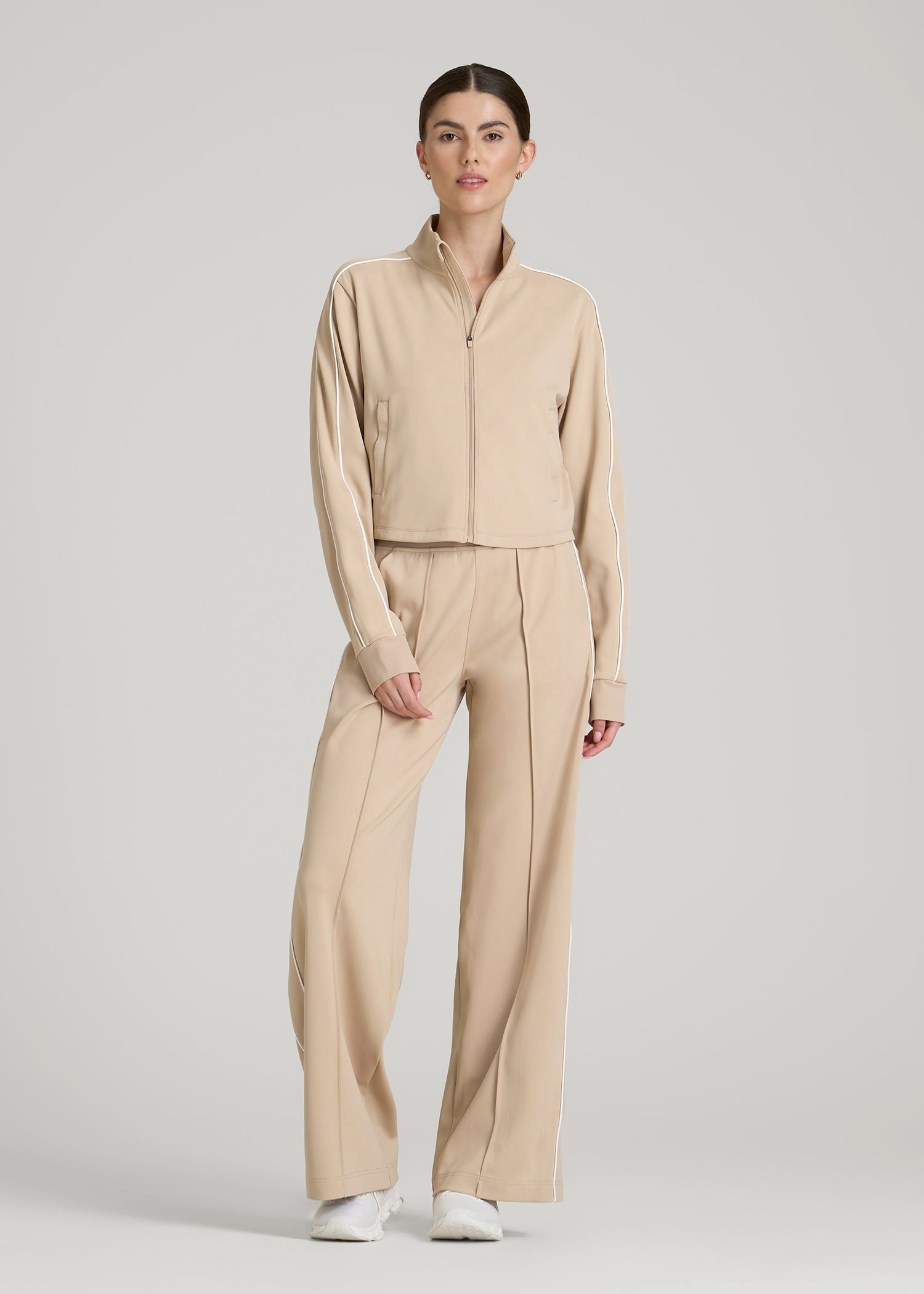 Cropped Track Jacket with Piping for Tall Women | American Tall