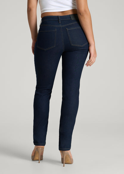 Curve High Rise Skinny Leg Jeans for Tall Women in Deep Indigo Wash