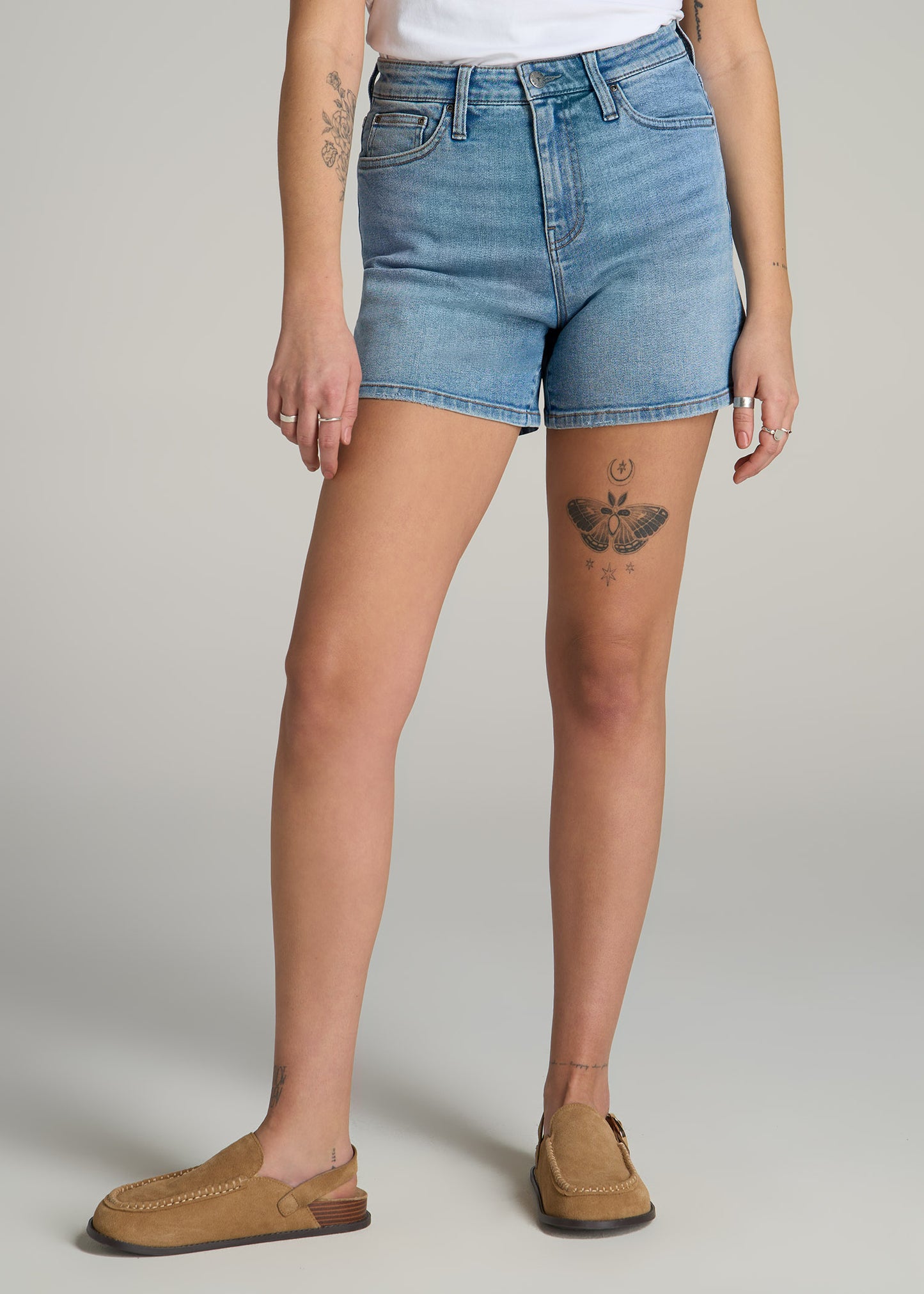 High Rise Denim Shorts for Tall Women American Tall