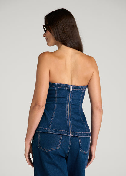 Denim Bustier for Tall Women in New Colorado Blue