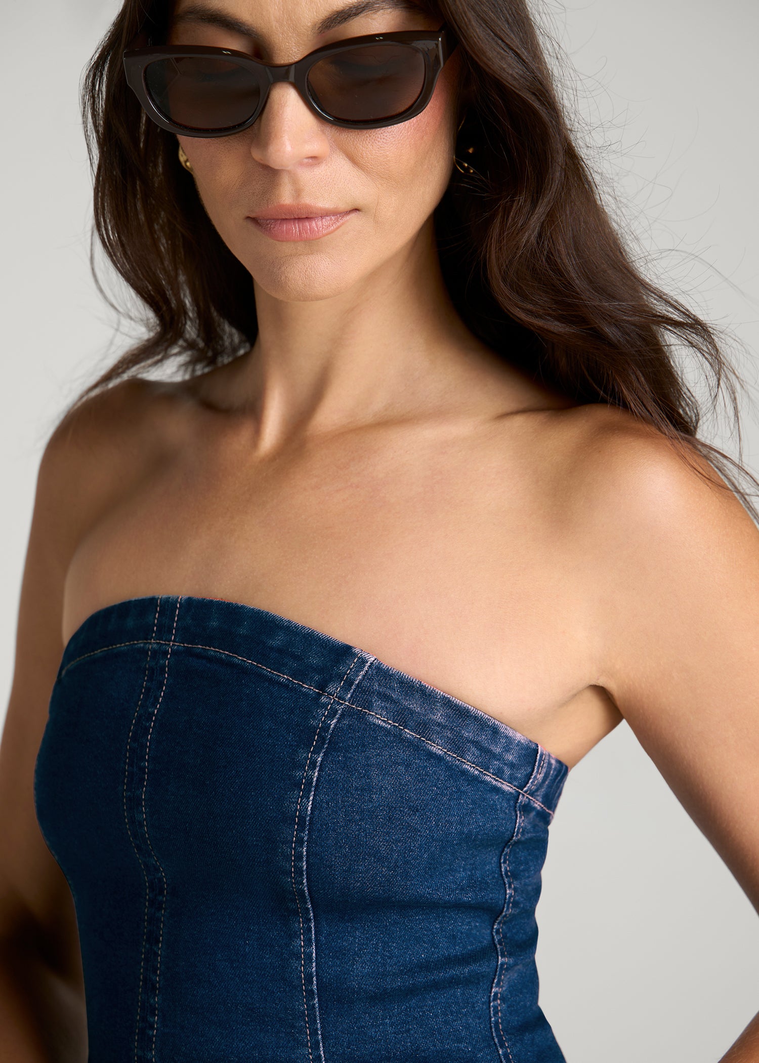 Denim Bustier for Tall Women in New Colorado Blue