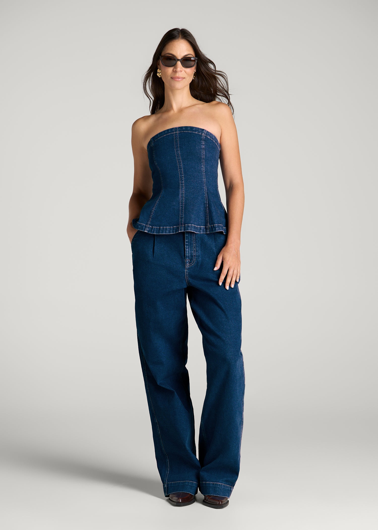 Denim Bustier for Tall Women in New Colorado Blue