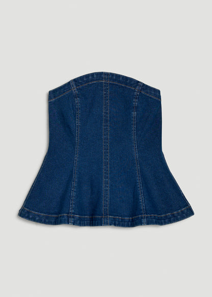 Denim Bustier for Tall Women in New Colorado Blue