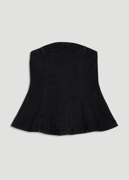 Denim Bustier for Tall Women in Onyx Black Wash
