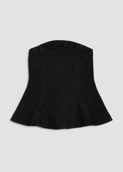 Denim Bustier for Tall Women in Onyx Black Wash
