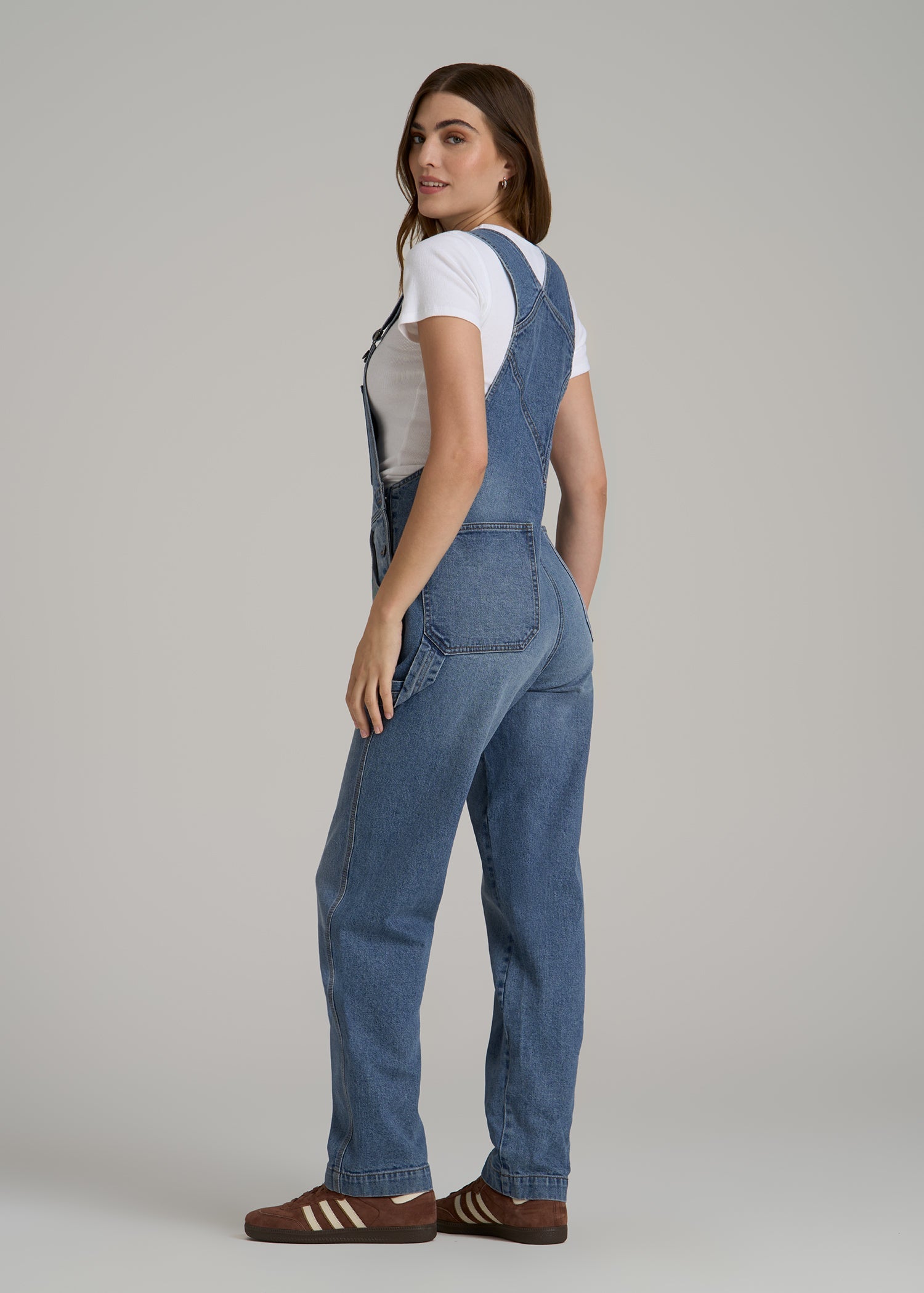 Denim Overalls for Tall Women in Malibu Blue