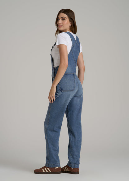 Denim Overalls for Tall Women in Malibu Blue