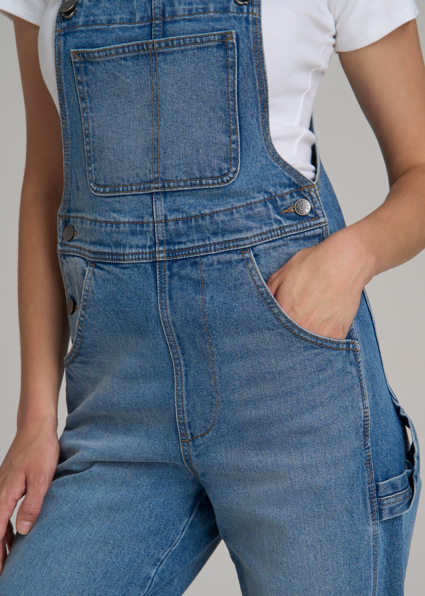 Denim Overalls for Tall Women in Malibu Blue