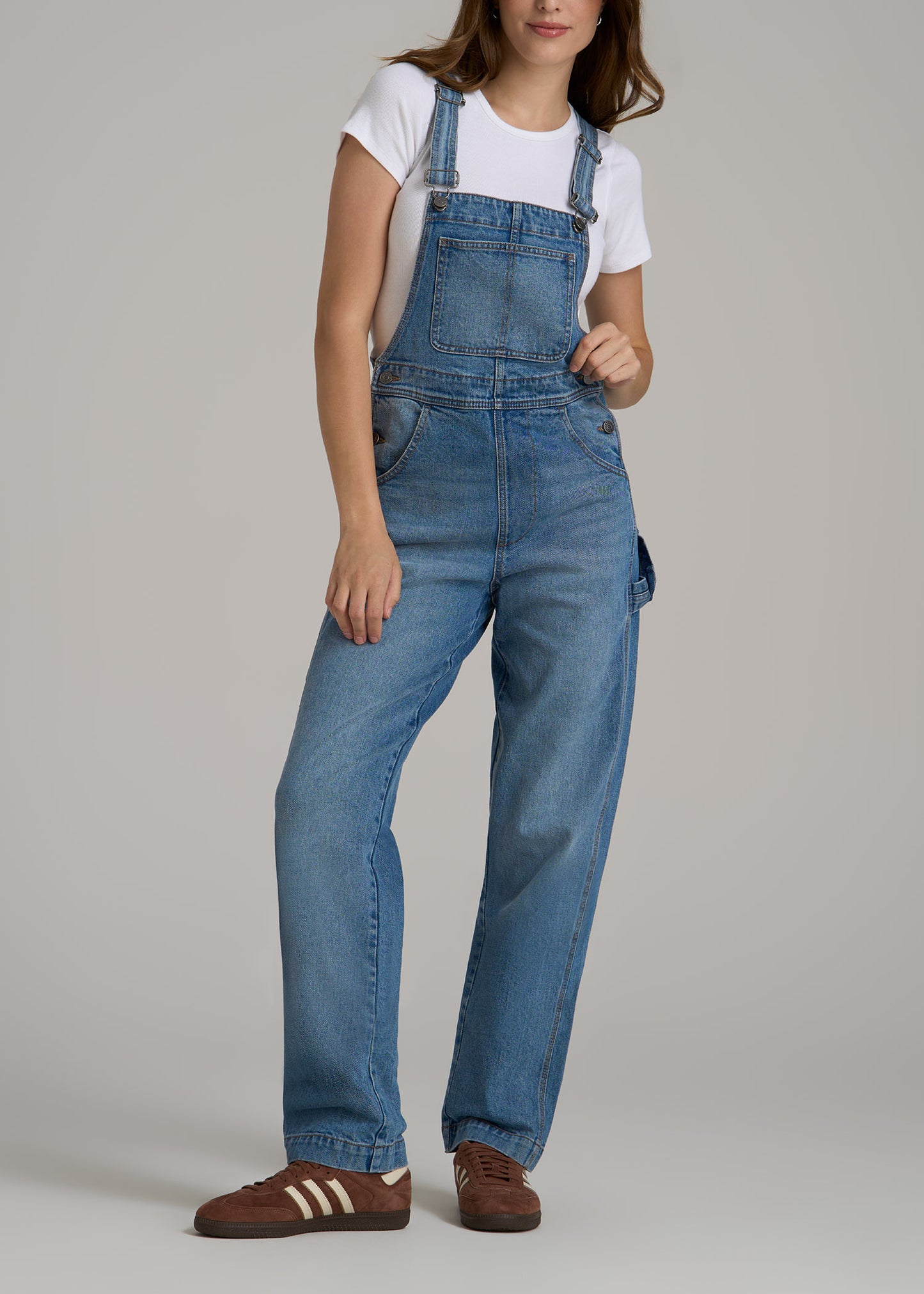 Denim Overalls for Tall Women in Malibu Blue