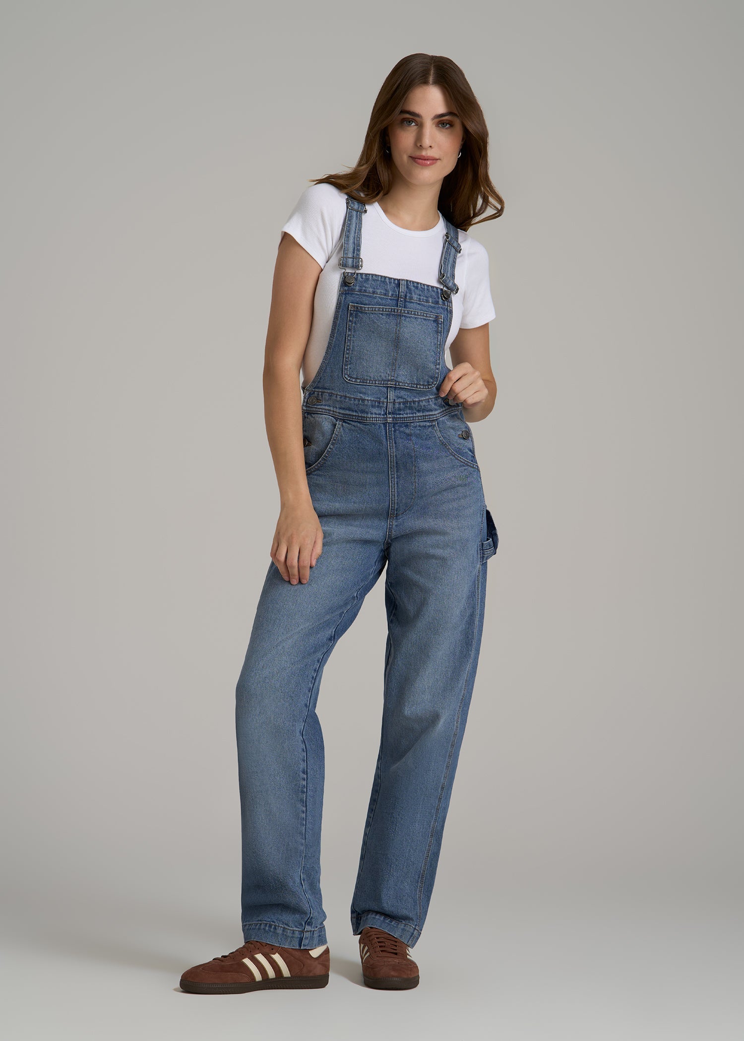 Denim Overalls for Tall Women in Malibu Blue