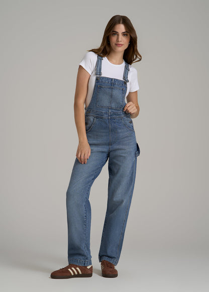 Denim Overalls for Tall Women in Malibu Blue