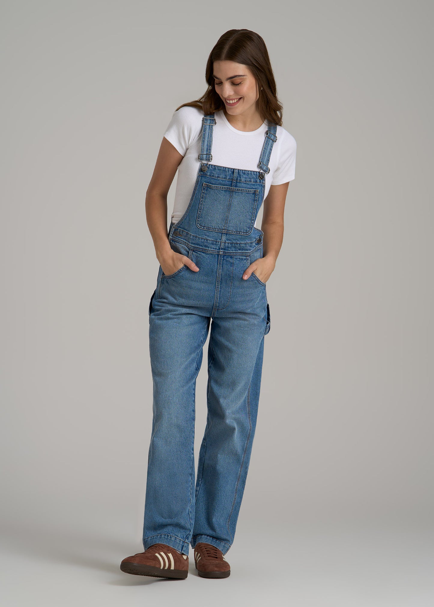 Denim Overalls for Tall Women in Malibu Blue