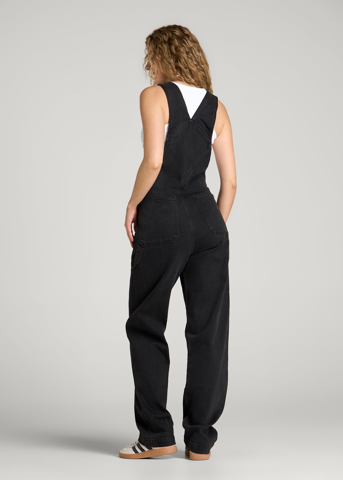 Denim Overalls for Tall Women in Onyx Black Wash
