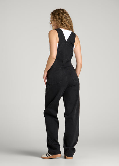 Denim Overalls for Tall Women in Onyx Black Wash