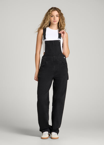 Denim Overalls for Tall Women in Onyx Black Wash