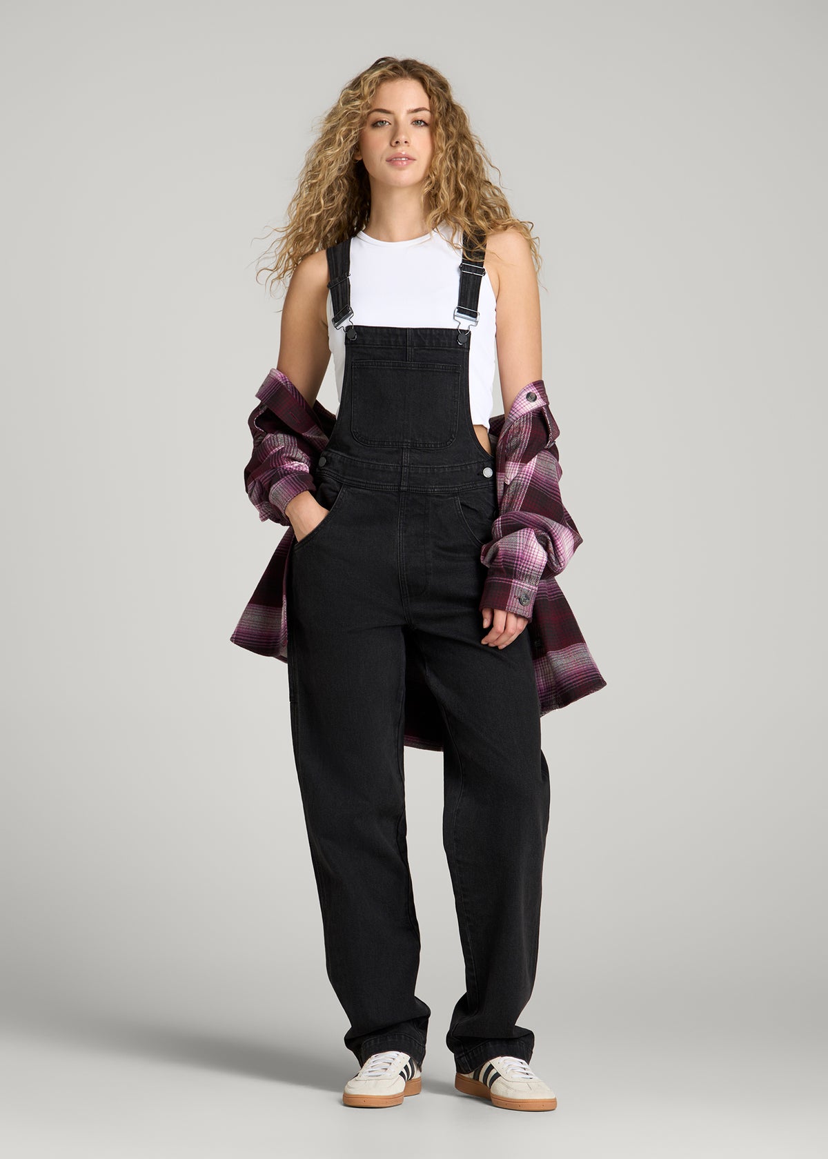 Denim Overalls for Tall Women in Onyx Black Wash