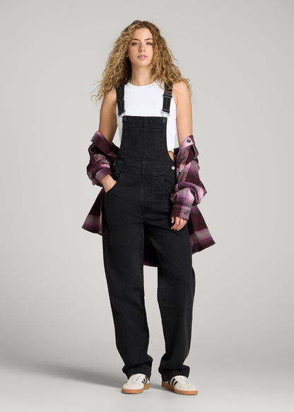Denim Overalls for Tall Women in Onyx Black Wash