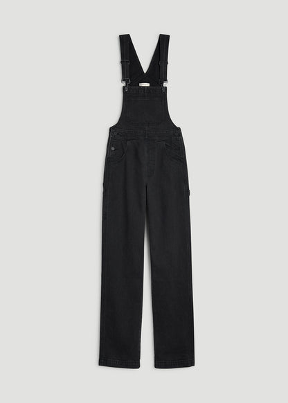 Denim Overalls for Tall Women in Onyx Black Wash
