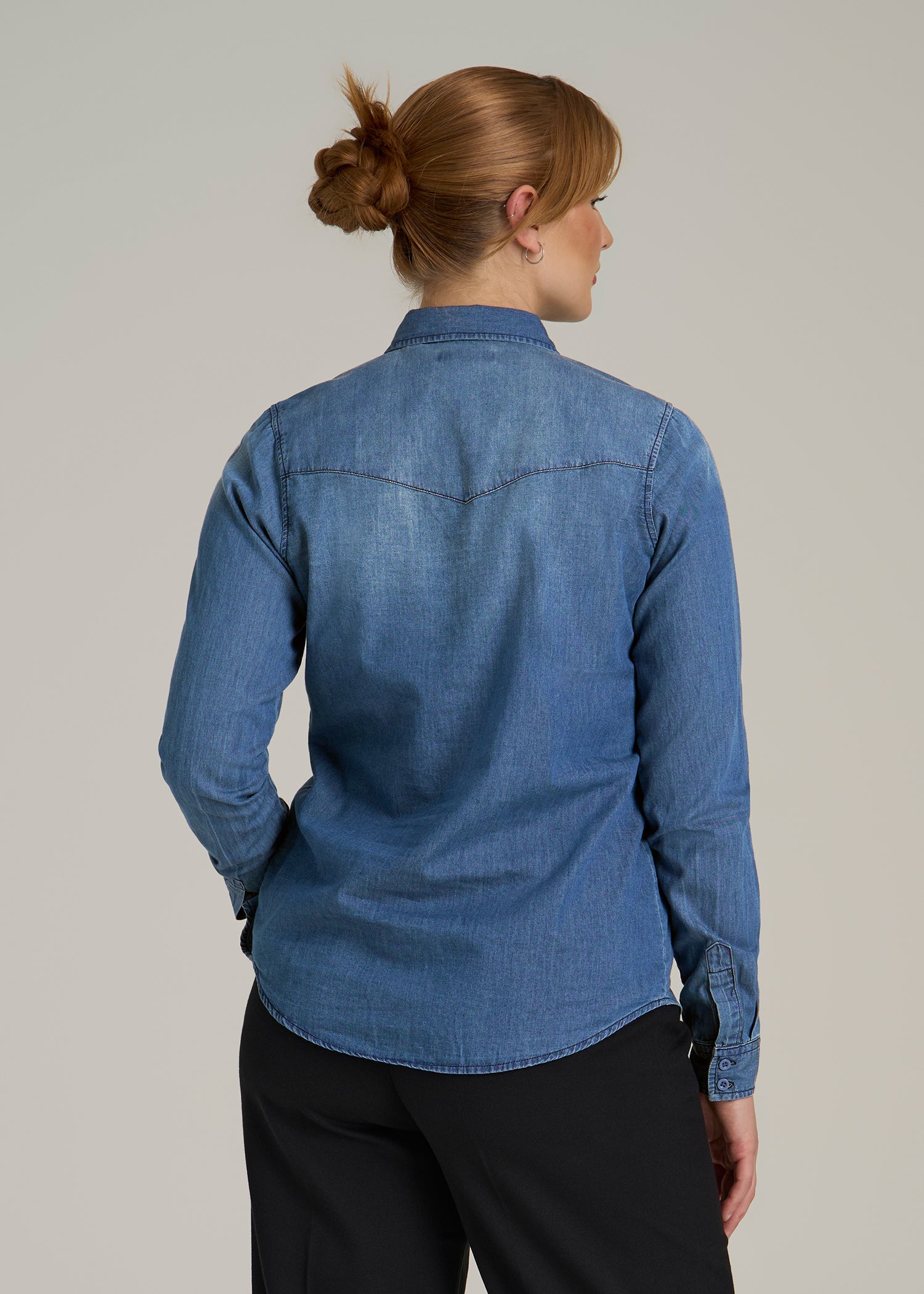 Denim Shirt for Tall Women in Faded Blue