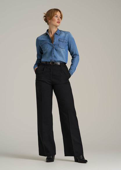 Denim Shirt for Tall Women in Faded Blue