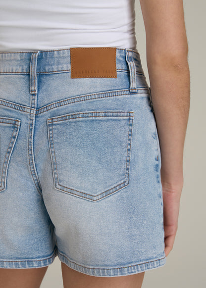 Denim Shorts for Tall Women in Surfer Blue