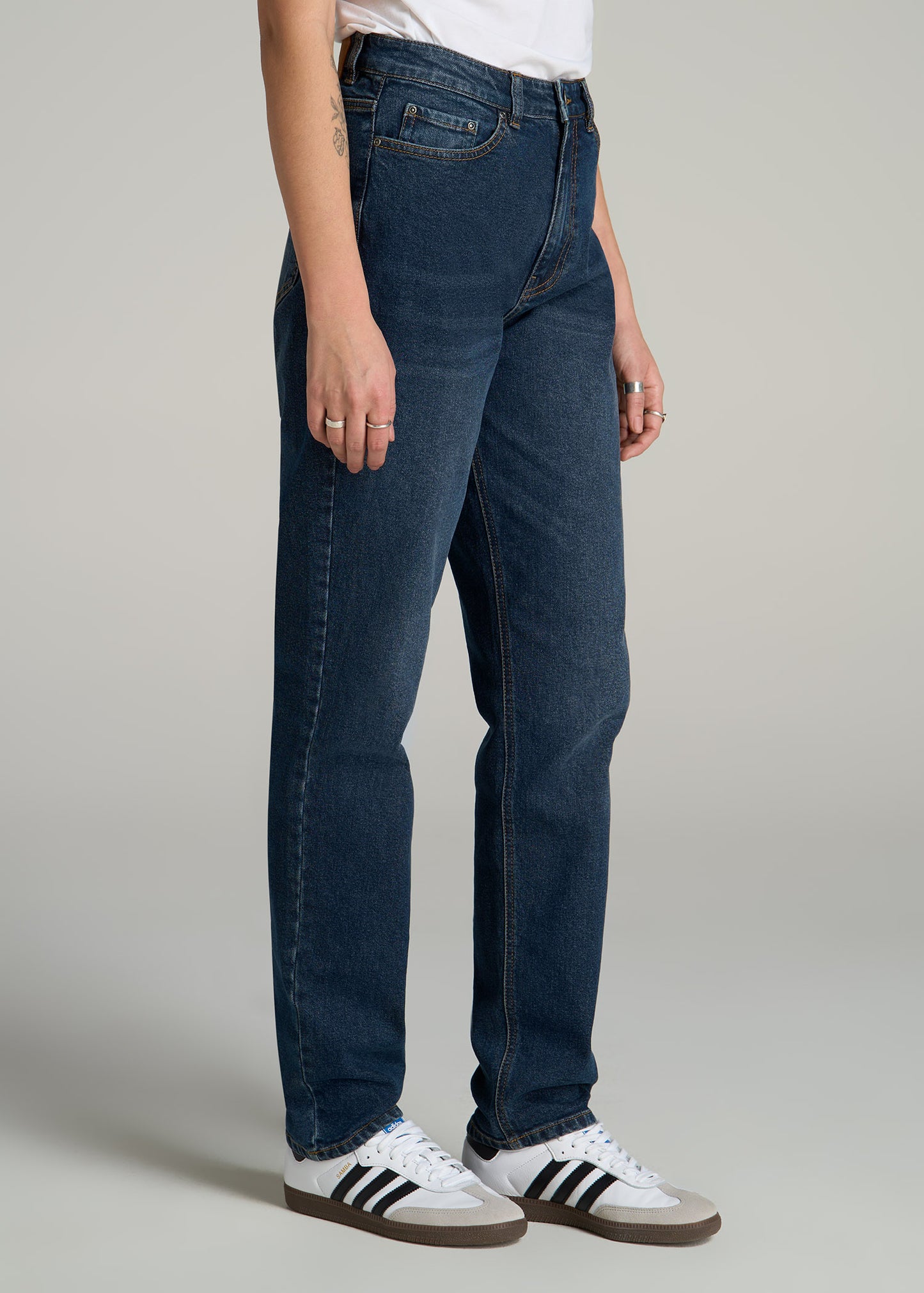 Emman Jeans - High Waisted Cotton Wide Leg Denim Jeans in Washed Black