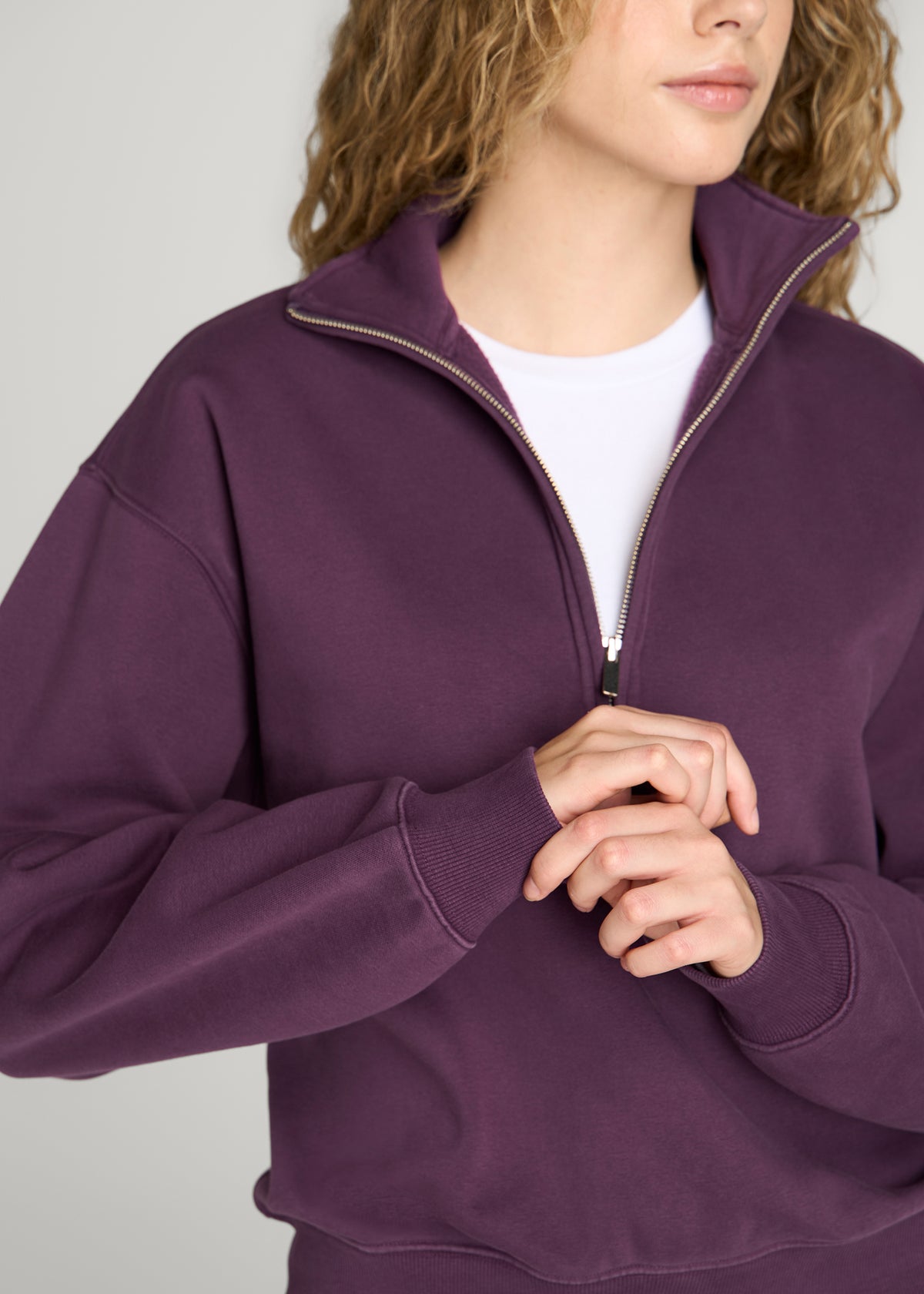Everyday Fleece Half-Zip Sweatshirt for Tall Women in Aubergine