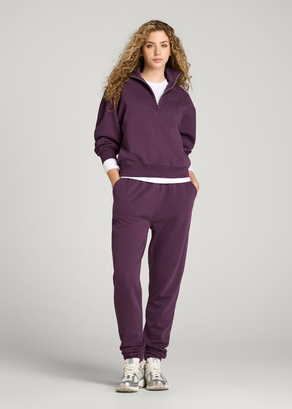 Everyday Fleece Half-Zip Sweatshirt for Tall Women in Aubergine