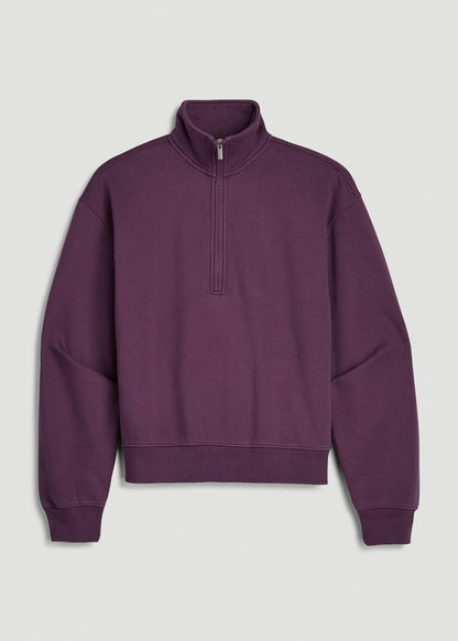 Everyday Fleece Half-Zip Sweatshirt for Tall Women in Aubergine