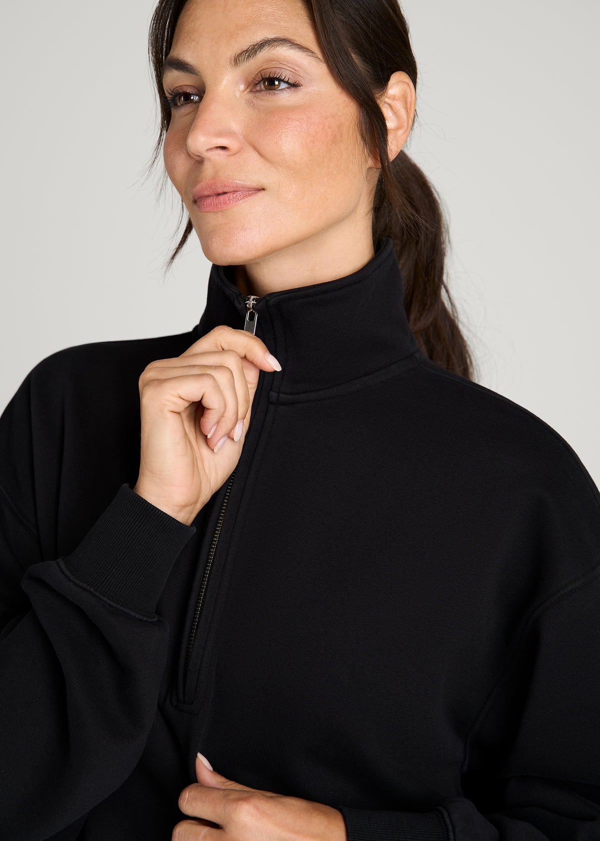 Everyday Fleece Half-Zip Sweatshirt for Tall Women in Black