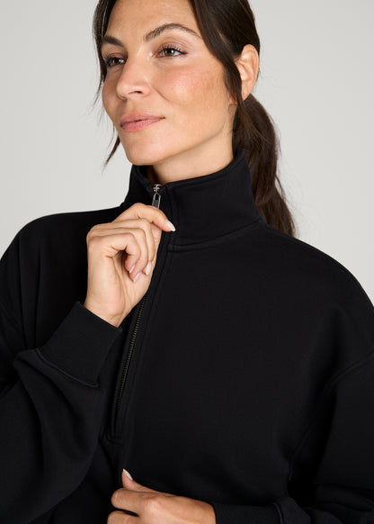 Everyday Fleece Half-Zip Sweatshirt for Tall Women in Black