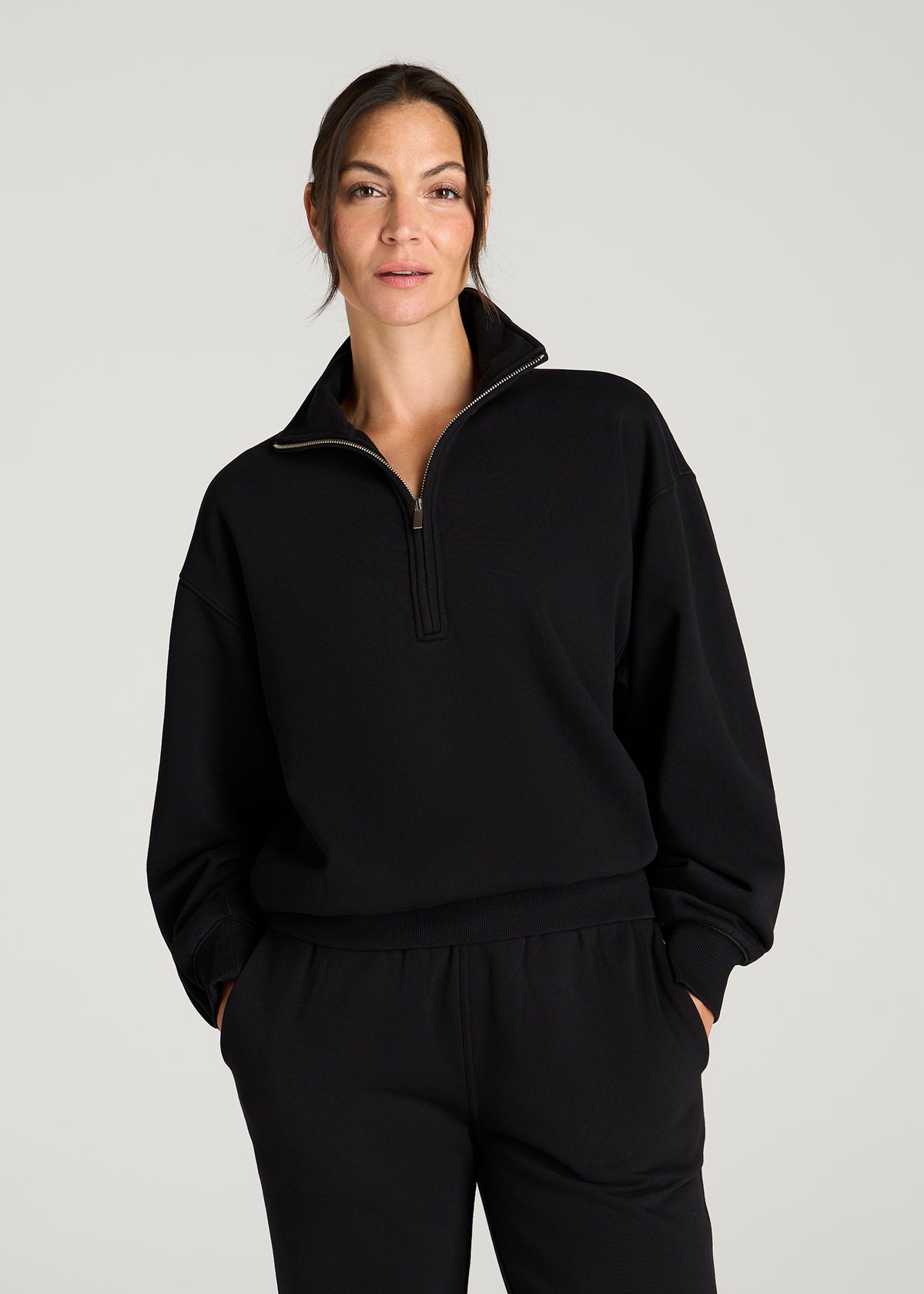 Everyday Fleece Half-Zip Sweatshirt for Tall Women in Black