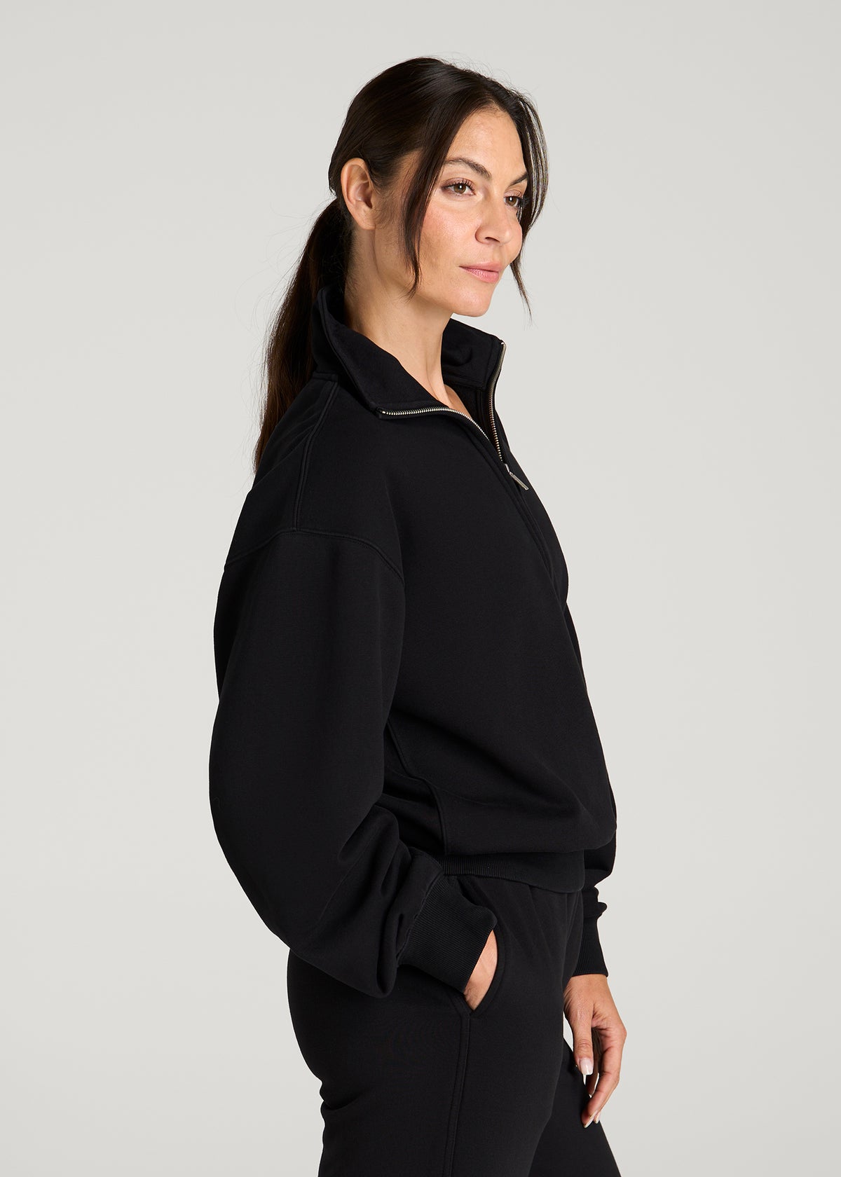 Everyday Fleece Half-Zip Sweatshirt for Tall Women in Black