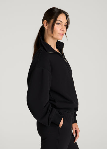 Everyday Fleece Half-Zip Sweatshirt for Tall Women in Black