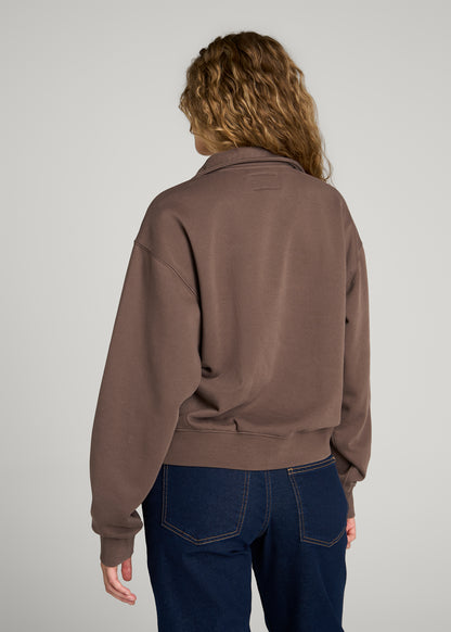 Everyday Fleece Half-Zip Sweatshirt for Tall Women in Coffee Quartz