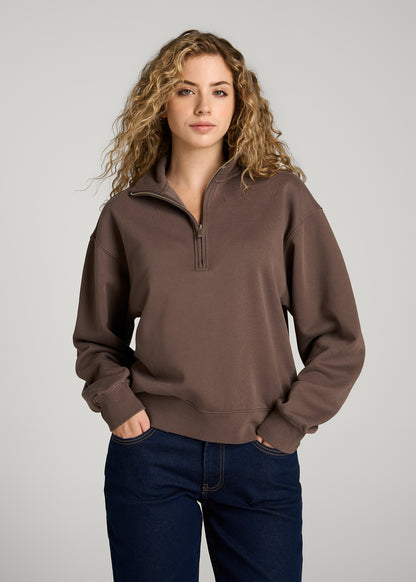 Everyday Fleece Half-Zip Sweatshirt for Tall Women in Coffee Quartz