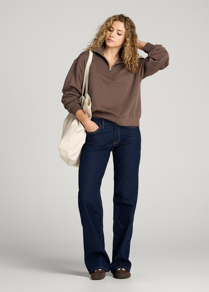 Everyday Fleece Half-Zip Sweatshirt for Tall Women in Coffee Quartz
