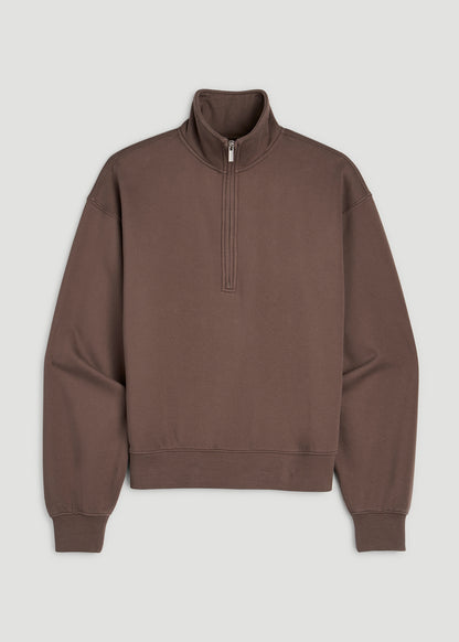 Everyday Fleece Half-Zip Sweatshirt for Tall Women in Coffee Quartz