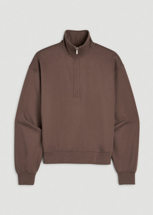 Everyday Fleece Half-Zip Sweatshirt for Tall Women in Coffee Quartz