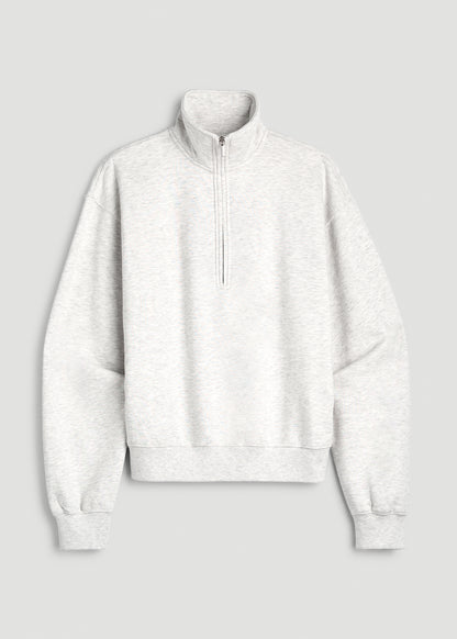 Everyday Fleece Half-Zip Sweatshirt for Tall Women in Heather Cloud White