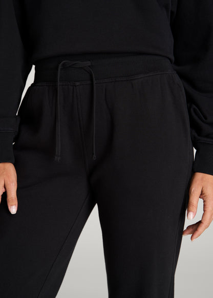 Everyday Straight Leg Open Bottom Fleece Pants for Tall Women in Black